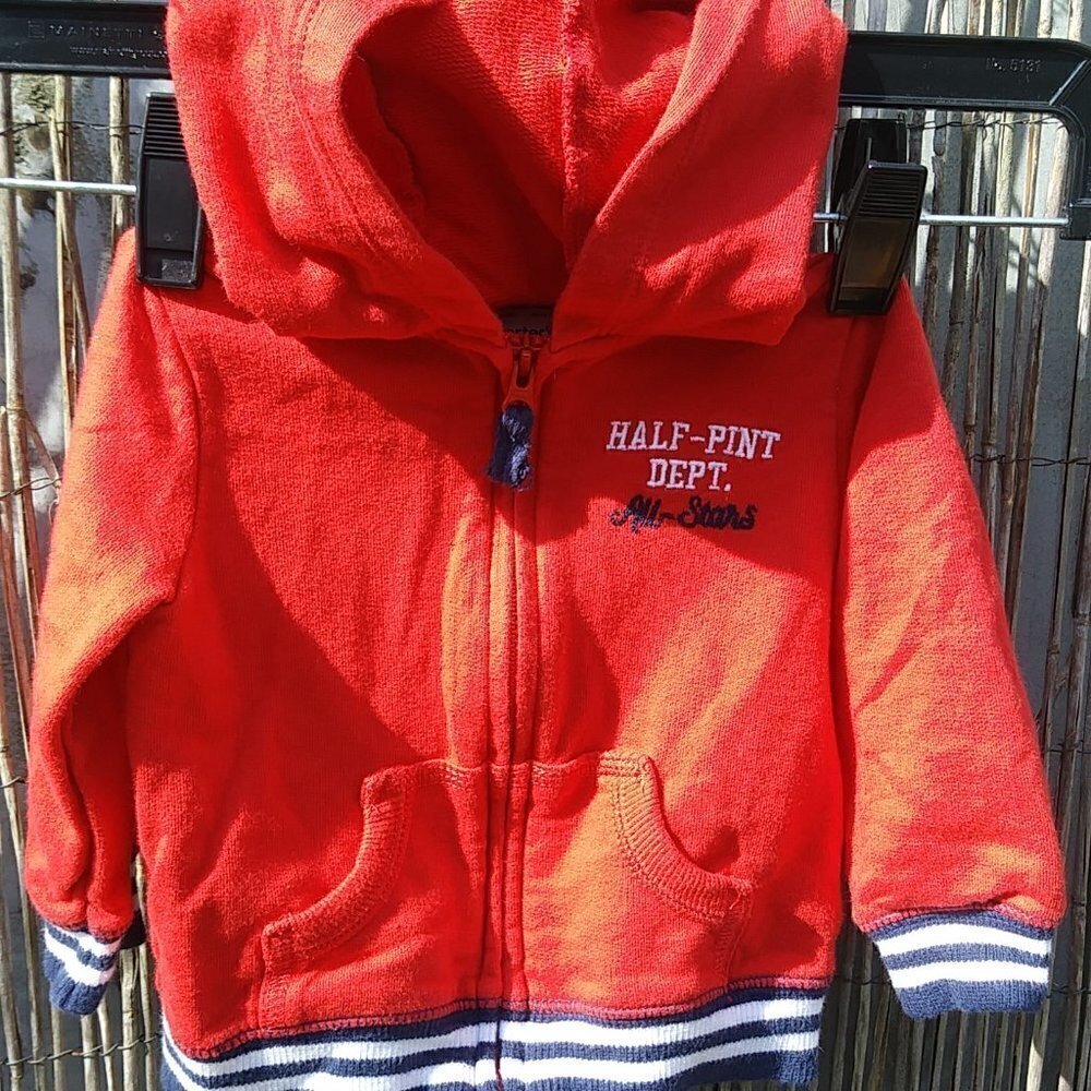 Boy's Carter's Half Pink All Stars Red White Blue Zip Hoodie Sweatshirt - 5